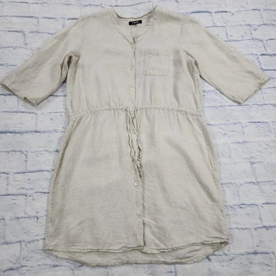 Vestido Threads Saks Fifth Avenue MUJER L Lino Cintura Ceñida Bolsillo Botón Foto 1 de 4