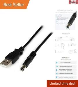 Câble USB vers 5,5 mm DC Plug léger 1M - Idéal pour les voyages et le confort - Photo 1 sur 7