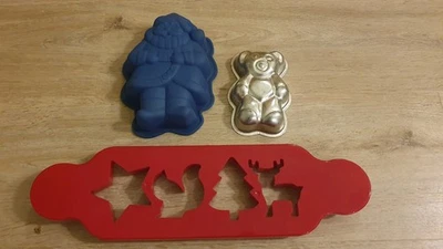 Backformen Ausstechform  Kinder Silikon Metall Kunststoff 3 Teile - Bild 1 von 4