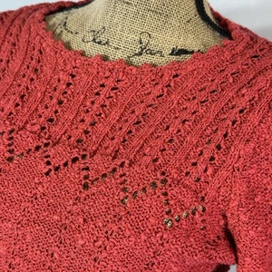 Vtg Marisa Christina Red Boucle Knit Sweater Pullover Puff Sleeve Women's Size S - Picture 1 of 8