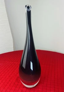 "Florero lágrima de vidrio artístico estilo escandinavo borgoña base transparente 16""" - Imagen 1 de 8