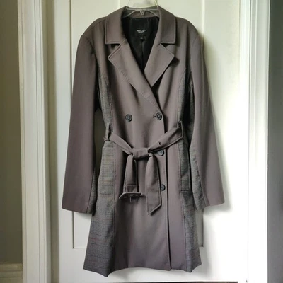 Simply Vera Wang | Plaid Double Breasted Trench Coat Size L - Image 1 of 4