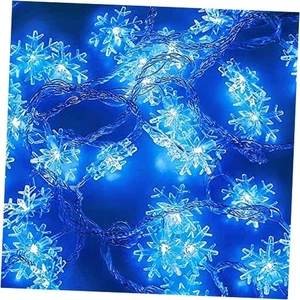 Christmas Snowflake String Lights,9.8Ft 20 LED Battery Powered Christmas Blue - Picture 1 of 7