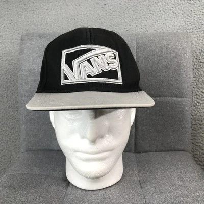 Vans Hat Cap Snap Back Black Gray Embroidered Patch Skater Logo Boys OSFA - Image 1 of 4