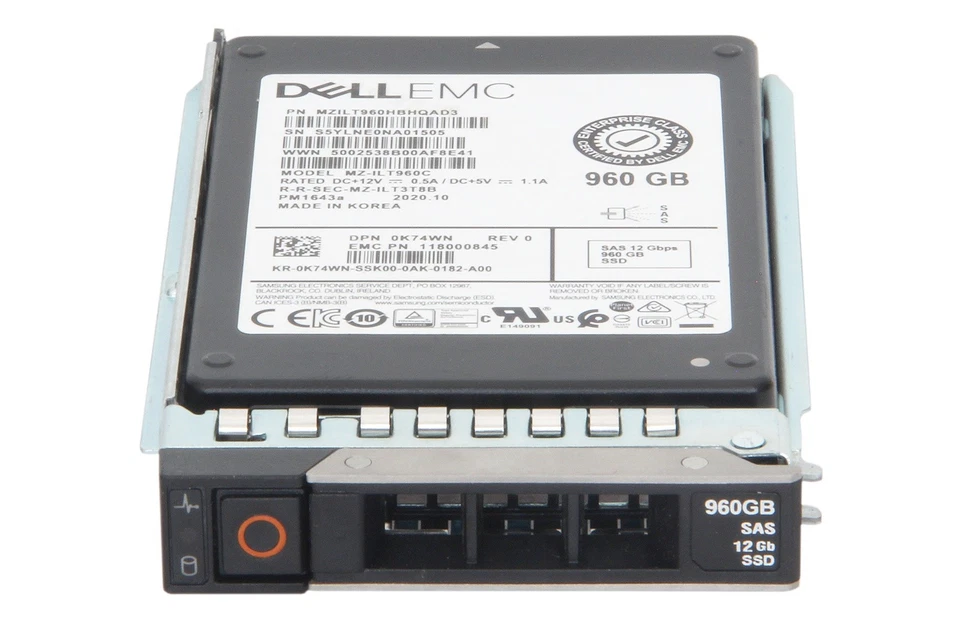 DELL 960GB SAS 12G SSD 2.5" SFF Powerdge R540, R640, R740 / K74WN, MZ-ILT960C - Bild 1 von 1