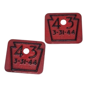 Pennsylvania 1943 WW2 Tab Set License Plate Pair 3-31-44 241096 NICE** - Picture 1 of 2