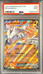 2025 POKÉMON WHITE FLARE EN RESHIRAM ex #020 MINT 💎 PSA 9 - Picture 1 of 6