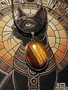 ~ Stunning Tiger Eye Pendant Necklace Healing Wicca Pagan 18" - Picture 1 of 2