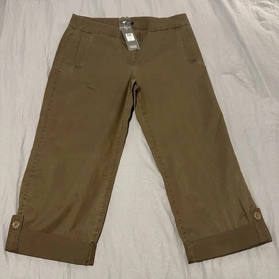 NWT Eileen Fisher Womens Cuffed Capri Pants Size M Brown - Image 1 of 4