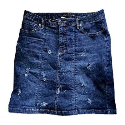 Lee Shape Illusions 修身直筒牛仔裙女式 14 米弹力仿旧 — 第 1/4 张图片