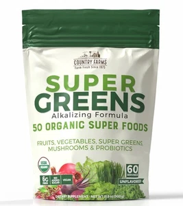 Super Greens Natural Flavor, 50 Organic Super Foods, USDA Organic Drink Mix, ... - Picture 1 of 6