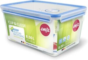 Emsa Clip & Close 8 Liter Rechteckige Frischhaltedose mit Deckel Transparent/Bla