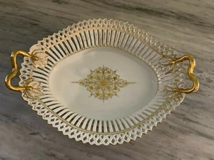 FISCHER AND MIEG PIRKENHAMMER PORCELAIN RETICULATED FRUIT BOWL 1910-1945 - Picture 1 of 12