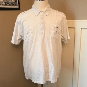 Marc Ecko Mens 2X Shirt Cut & Sew Deadly Threads Burnout White XL Button Front - Foto 1 di 7