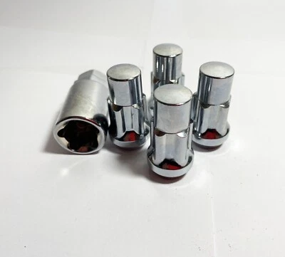 4 Chrome Wheel Locks 14x1.5 For Chevy GMC Silverado Sierra 1500 + Security Key - Image 1 of 4