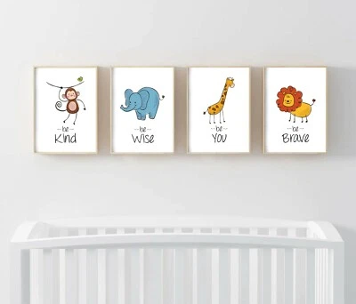 Juego de 4 impresiones bebé regalo tema león Foto 1 de 4