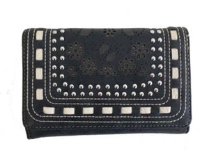 Montana West Daisy Cutouts Wallet - Black - Picture 1 of 3