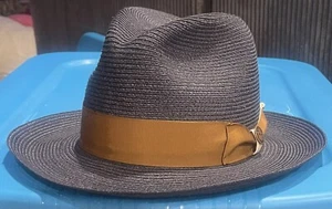 Goorin Bros Straw Fedora in a Small Style Navy Blue/Brown Dean The Butcher - Picture 1 of 7