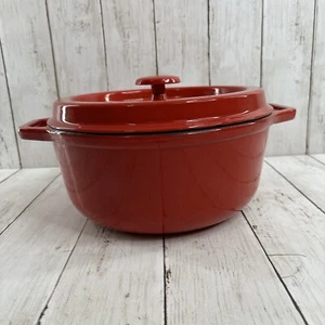 Country Cottage by Ultrex Bright Red Dutch Oven Enamel Cast Iron Pot 10" handles - Picture 1 of 6