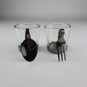 Juego de 2,5"" portavelas votivas de metal cuchara y tenedor para velas yankee - Imagen 1 de 12