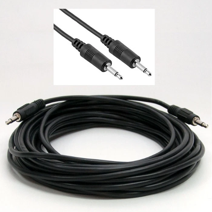 Lot25 25ft long 1/8"MONO Male-M, 3.5mm Plug, Audio Lead/Patch/Cable/Cord,2wire - Image 1 of 1