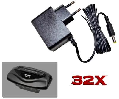 RETRO GAME SUPPLY Power Supply for Sega 32X (Mega Drive/Genesis) - 2m Cable - EU Plug - AC Adapter