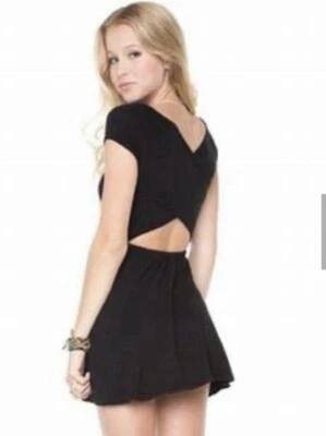 Brandy Melville Bethan Bethany black stretch skater mini dress - Image 1 of 4