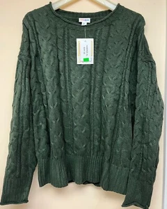 LuLaRoe Harper Pullover Sweater Dark Green w/Cable Knit Pattern XL New W/Tags - Picture 1 of 3