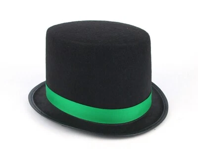 NIÑO NIÑOS MAGO CABALLERO AÑOS 20 DISFRAZ FORMAL FIELTRO SOMBRERO NEGRO CON CINTA Foto 1 de 4