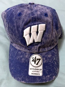 '47 BRAND CLEAN UP UNIVERSITY OF WISCONSIN BADGERS LOGO DENIM HAT CAP TOP NCAA - Picture 1 of 4