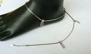 PAR DE TOBILLOS DE PLATA PURA HECHOS A MANO INDIO PAYAL 23,7 GRAMOS 10"" ENVÍO GRATUITO - Imagen 1 de 2