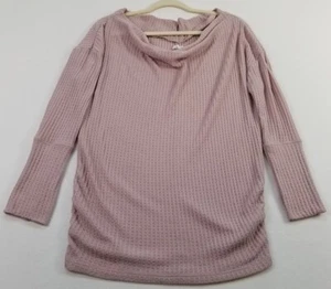 Maurice Top Women's S Small Pink Cowlneck Long Sleeve Waffle Knit Stretch Fall - Picture 1 of 10