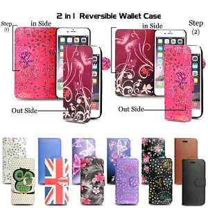 Case for iPhone 5 5s SE 5c 6 6s Reversible Book Wallet Flip Leather Phone Cover - Picture 1 of 9