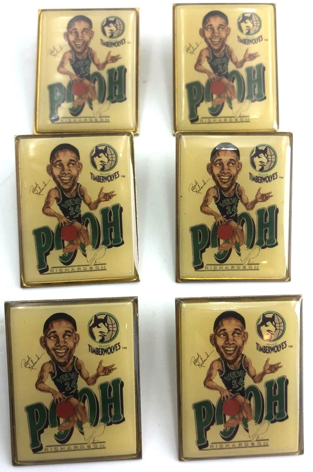 (6)x Pooh Richardson Minnesota Timberwolves Basketball 1991-92 Pin Pinback Lot - Image 1 of 3