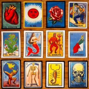 Loteria Patch Set – 12 Mexican Game Card Iron-On Appliqué Patches 3.5 x 2.5in - Picture 1 of 8