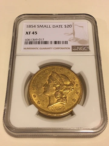1854 XF45 NGC Liberty Double Eagle $20 Gold Coin nice appeal (no PCGS) Cover