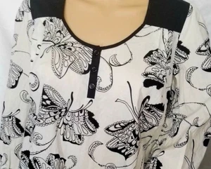 GIRLS FROM SAVOY Anthropologie 6 Black White Butterfly Print Top Blouse - Picture 1 of 4