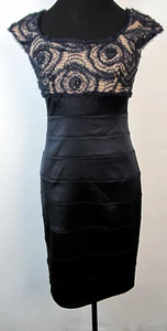Tadashi Shoji Sheath Dress Size S Navy Blue Cap Sleeve Stretch - Picture 1 of 9