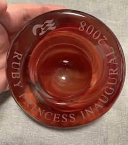 Kosta Boda Ruby Princess Cruiseline 2008 Inaugural Art Glass Atoll Swirl Votive - Picture 1 of 8