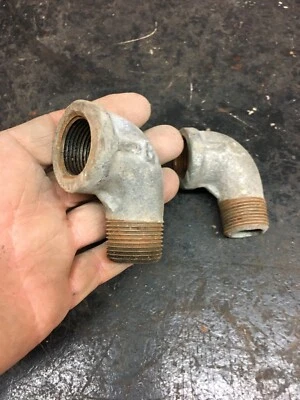 Pair 1 inch  Female to Male Elbow 90 Degree Threaded Steel Pipe Fitting - Image 1 of 2