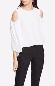 NUOVO TOP BCBG MAXAZRIA BIANCO SKIPPER SPALLE FREDDE WQR1Y125/S598A TAGLIA L - Foto 1 di 3