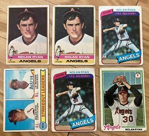 Lot Of 6 Nolan Ryan Baseball Cards 1976-1980 HOF Low Grade
