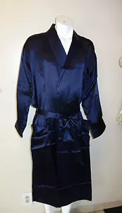 INTIMO MEN'S CLASSIC SILK NAVY BLUE ROBE SIZE M, L, XL, NWT - Picture 1 of 4