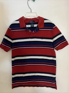 Boy’s Polo Ralph Lauren Red White & Blue Striped Polo Shirt Size 8 Short Sleeves - Picture 1 of 4