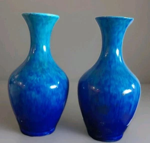Set 2 vasi Paul Milet-Sevres arte cobalto ceramica bocciolo 4,75" Made in France - Foto 1 di 8