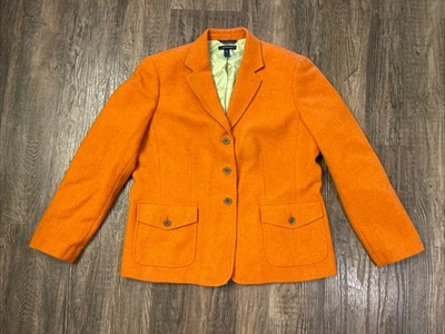 Lands’ End Wool Button Up Fall Blazer Jacket Women’s Size 18 Orange EUC - Image 1 of 4