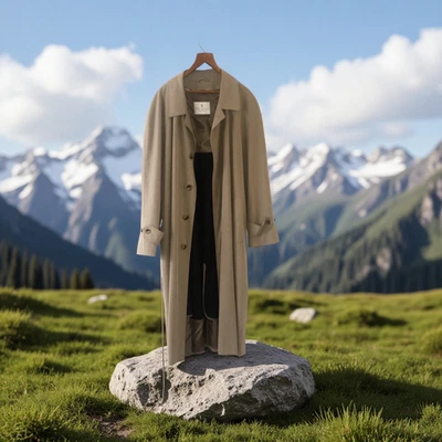 Gabardina larga Bill Blass para mujer mezcla de lana botón delantero caqui talla XL Foto 1 de 4