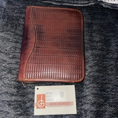 Jack George Portfolio Lifetime Cognac Binder W739 W Skilcraft Pen Zipper - Image 1 of 4