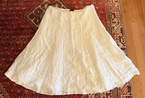 Eileen Fisher PS petite S Rock 100% irisches Leinen Midi weiß bestickt gefüttert - Bild 1 von 7