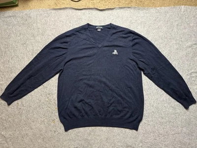 PlayStation Sweater Mens Extra Large Navy V Neck Antigua Embroidered Logo Knit - Изображение 1 из 4